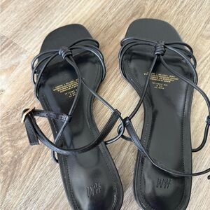 H&M Black Knotted Lace-Up Flat Sandals